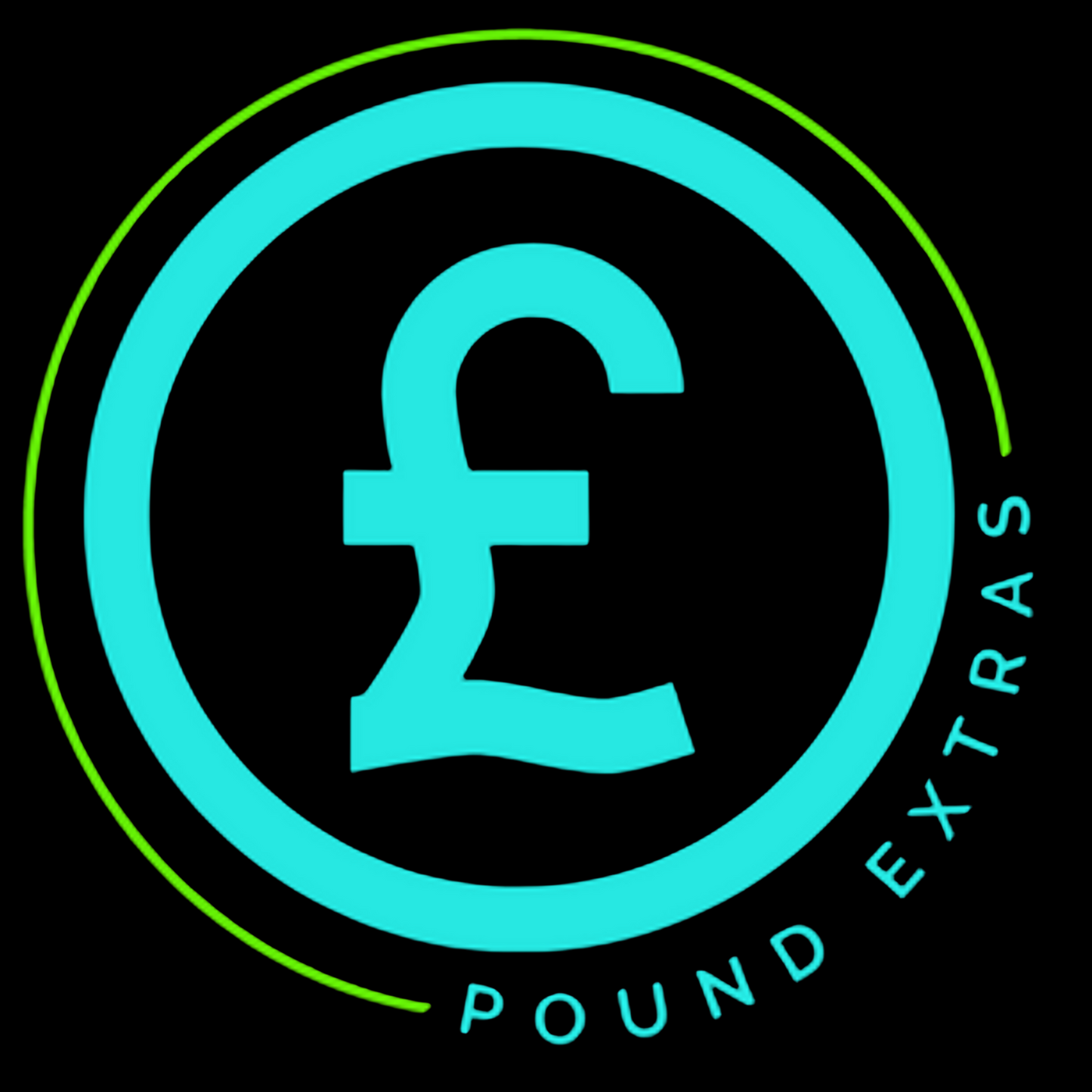 Logo with pound symbol and 'Pound Extras' text on a black background poundextras.com
