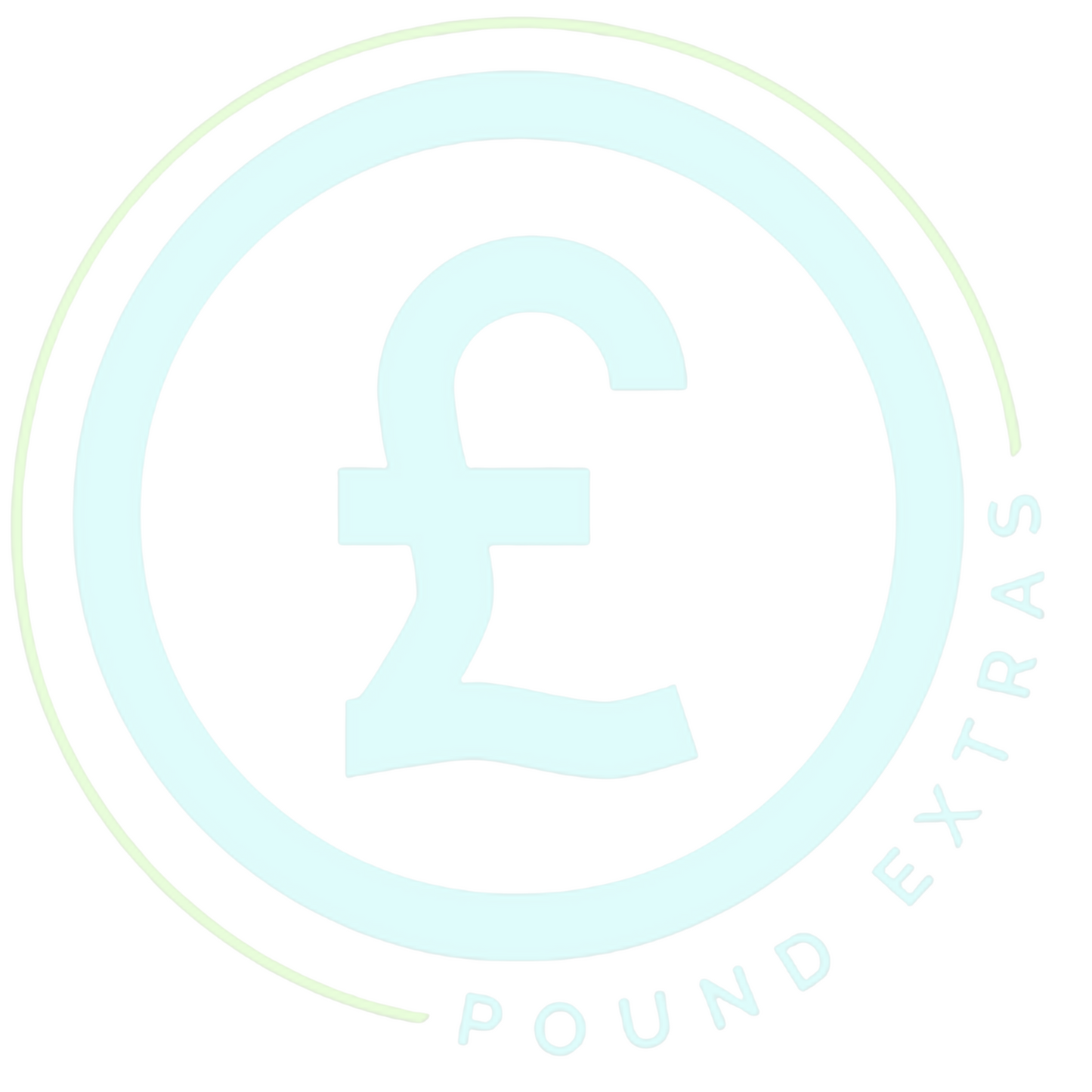 Logo with a pound sign and 'Pound Extras' text on a white background poundextras.com