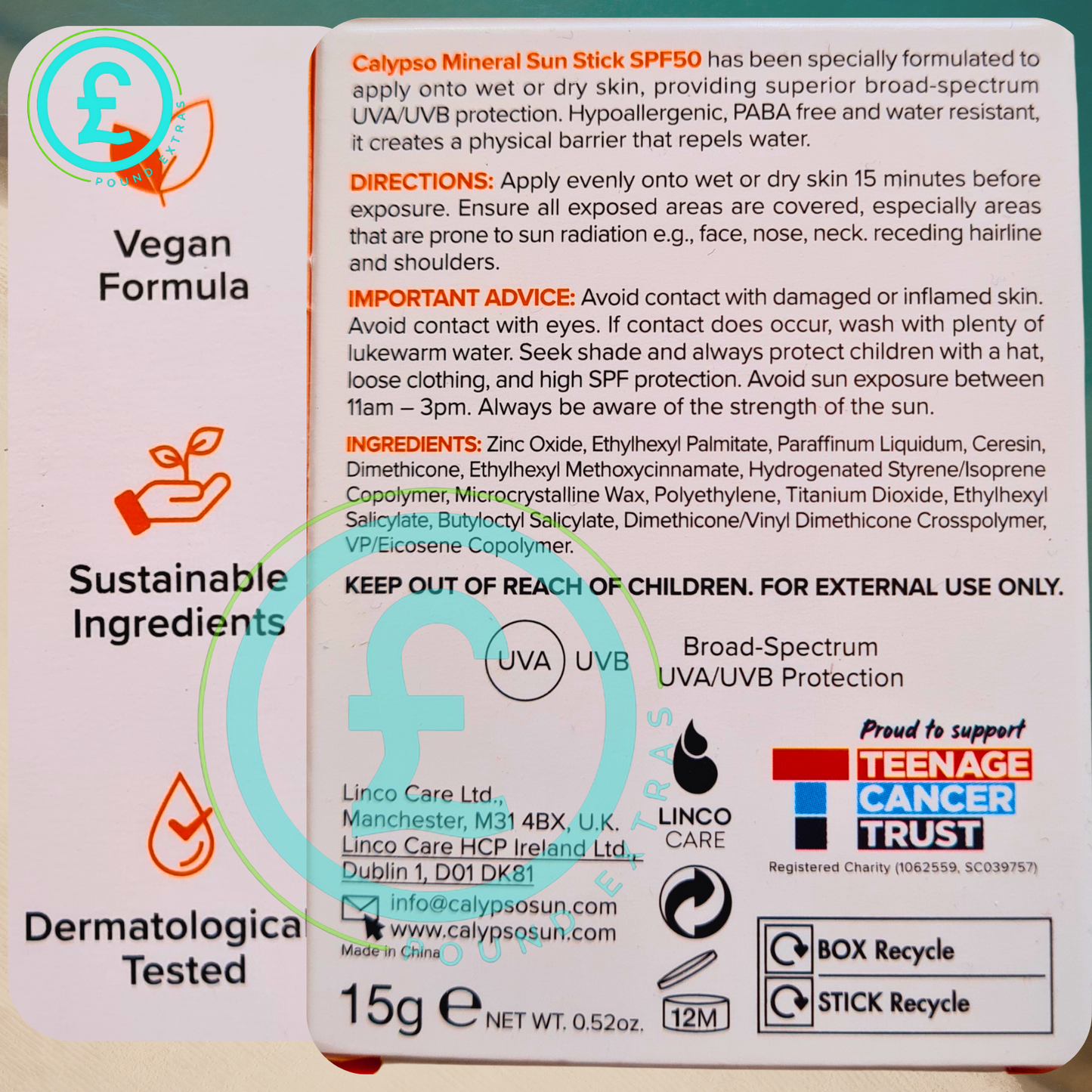 Calypso Mineral Sun Stick, SPF50 Sun Protection with Sheer Zinc Water Resistant9