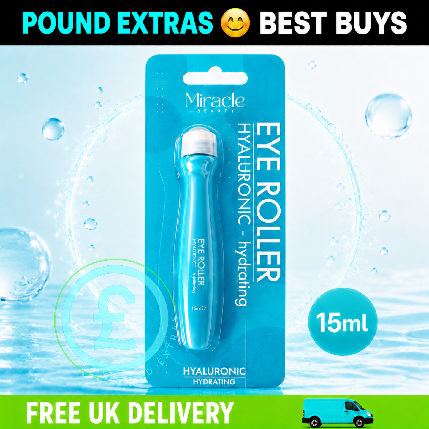 Hyaluronic Eye Roller 15ml Hydrating Cooling Under Eye Miracle Beauty