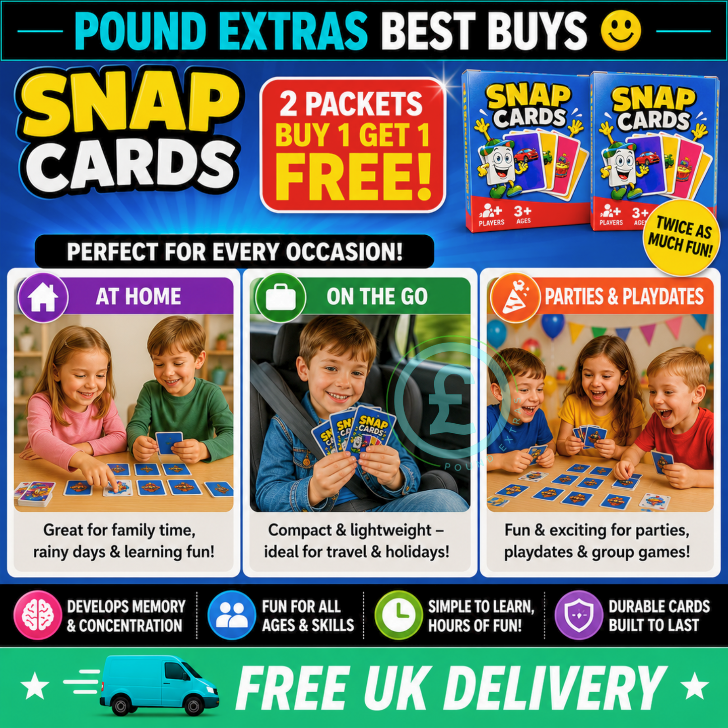Snap Cards 2 Pack Kids Game Buy 1 Get 1 Free Family Fun Travel Game