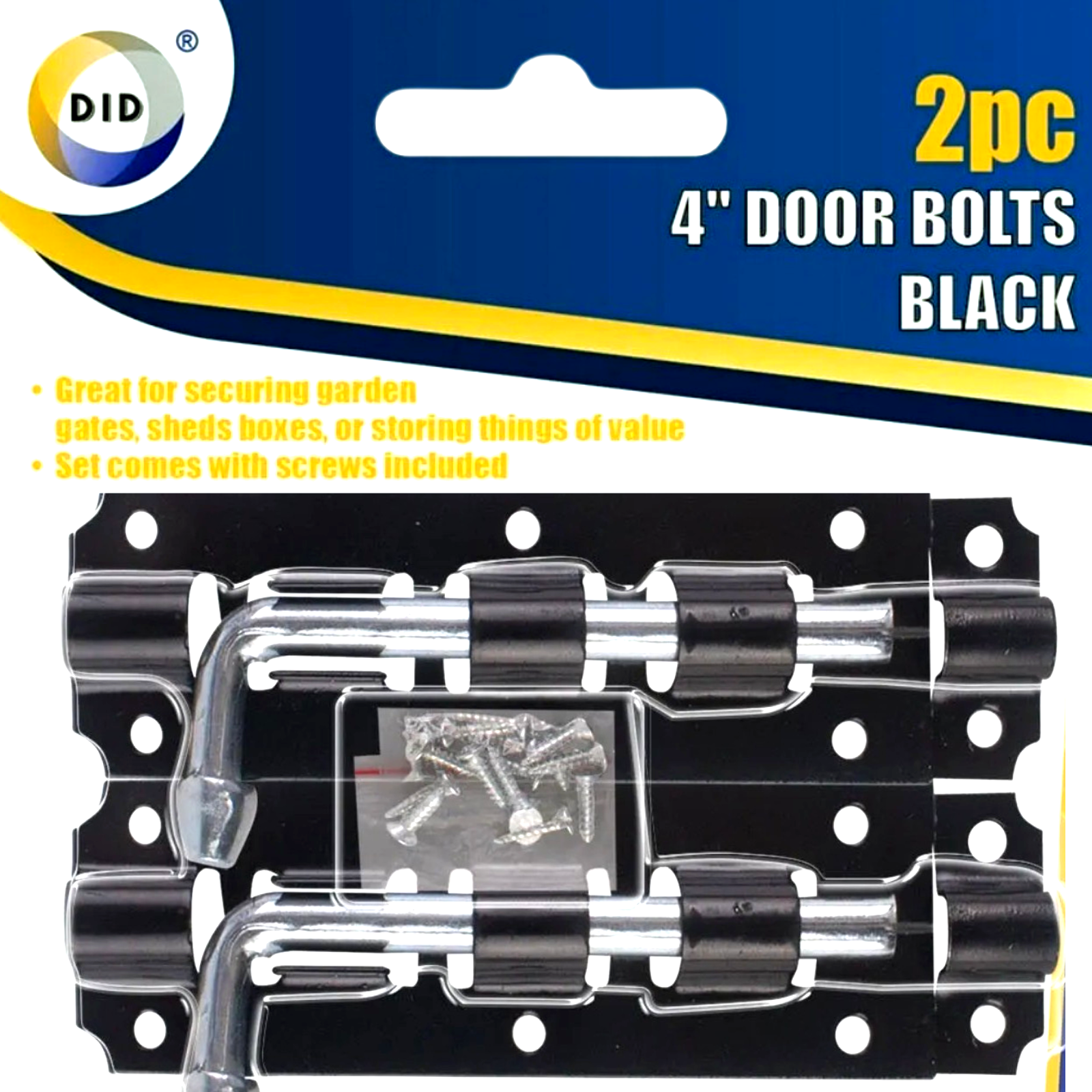 ❤️ POUND EXTRAS 😊 4" Heavy Duty Door Bolts 💚 2-pack with screws – secure sheds, gates & garages. Strong steel latch ideal for indoor & outdoor use!