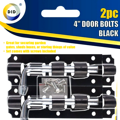 ❤️ POUND EXTRAS 😊 4" Heavy Duty Door Bolts 💚 2-pack with screws – secure sheds, gates & garages. Strong steel latch ideal for indoor & outdoor use!