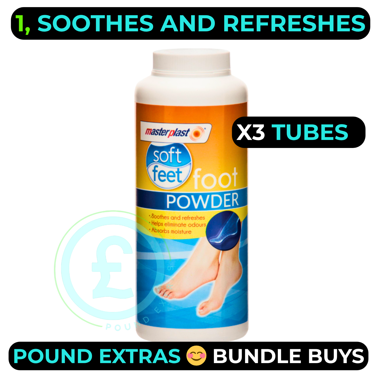 Foot Powder 3 Pack Odour Control Soft Dry Fresh Foot Care Bundle Soothes & Fresh5