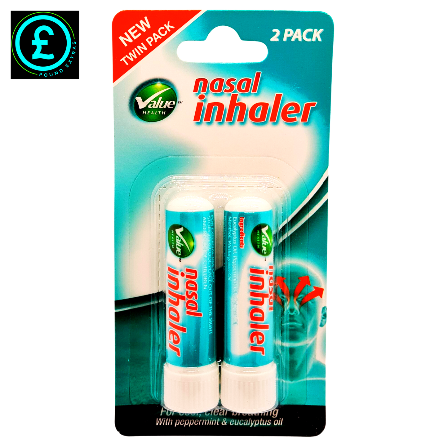 Nasal Stick Inhaler Twin Pack Peppermint Eucalyptus - Blocked Nose Sinus Relief0