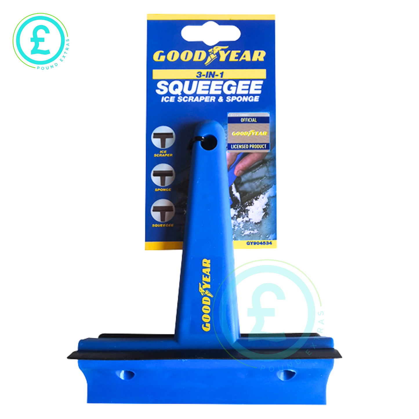 Goodyear 3-in-1 Ice Scraper Squeegee & Sponge Car Windscreen Cleaner Winter Tool3