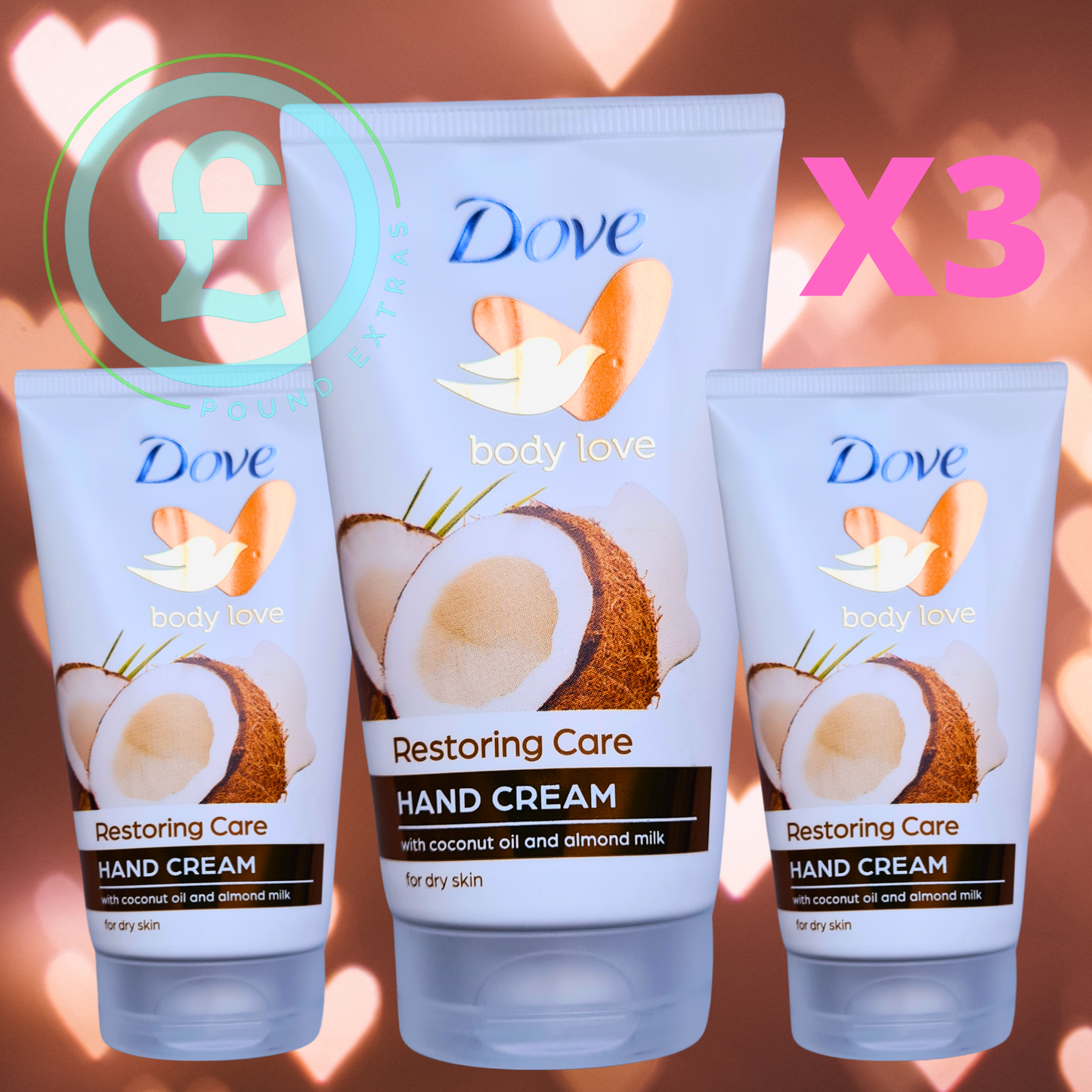 3 x Dove Body Love Restoring Care Hand Cream with Coconut Oil & Almond Milk 75ml4