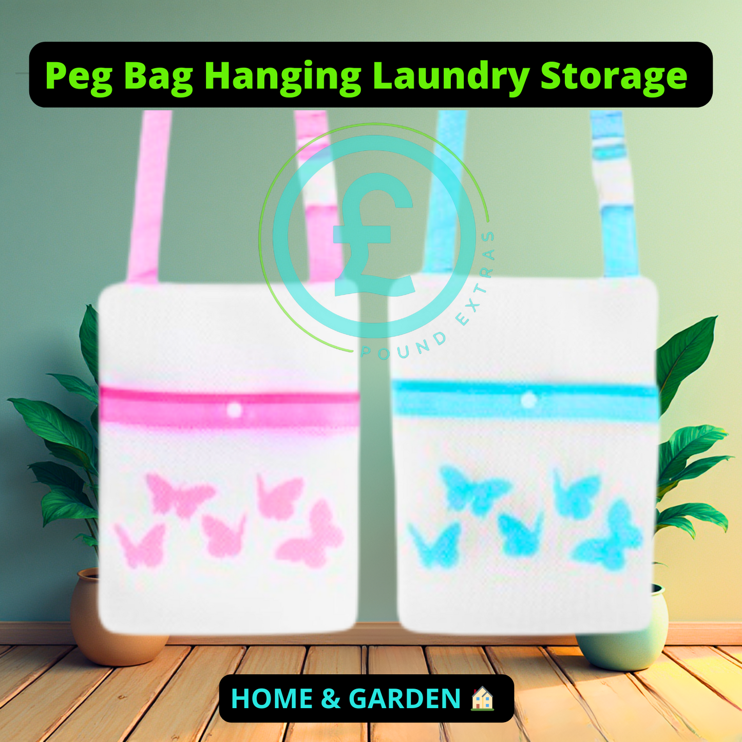 ❤️ POUND EXTRAS 😊 Peg bag hanging laundry storage 🏠 breathable mesh keeps pegs dry & organised. Shoulder strap for easy hanging on lines or dryers.