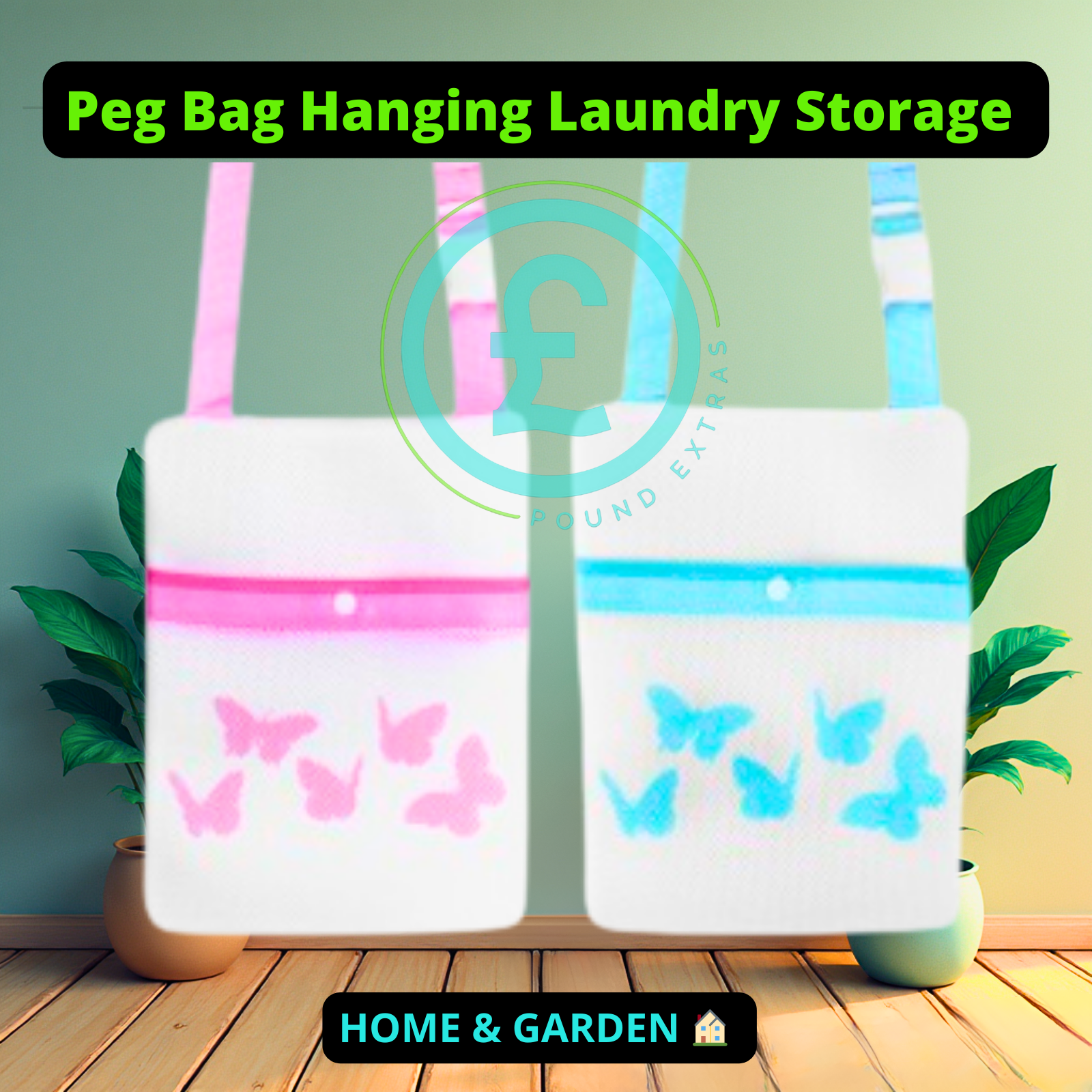 ❤️ POUND EXTRAS 😊 Peg bag hanging laundry storage 🏠 breathable mesh keeps pegs dry & organised. Shoulder strap for easy hanging on lines or dryers.