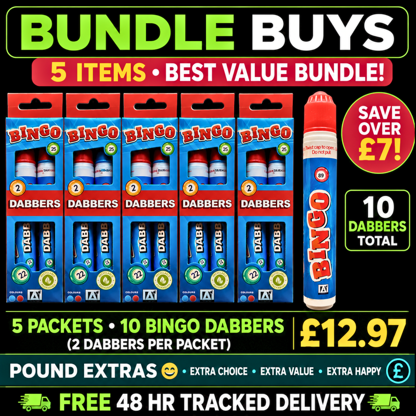 Bingo Dabbers 10 Pack Bundle Red Blue Quick Dry Easy Grip Pens Great Little Gift0