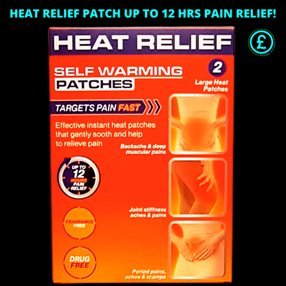 Heat Relief Patches for Pain Relief 2 x Large Backache, Joint Aches, Cramps 12 H8
