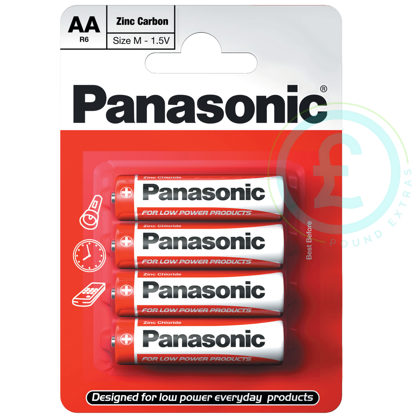 Panasonic AA Batteries 4 Pack BOGOF Buy One Get One Free Zinc Carbon 1.5V4