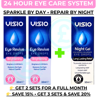Eye Drops Brightening By Day & Repair Gel By Night Dry Eye Relief Bundle 10ml  ️0