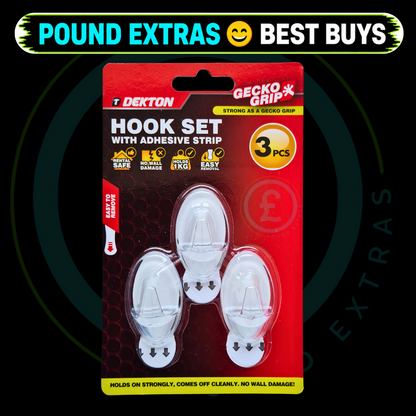 Adhesive Hooks Clear Wall Hooks Dekton Gecko Grip 3 Pack Holds Wall & Door Hooks0