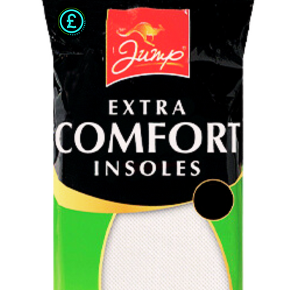 Pack of Jump extra comfort insoles with visible branding on a white background