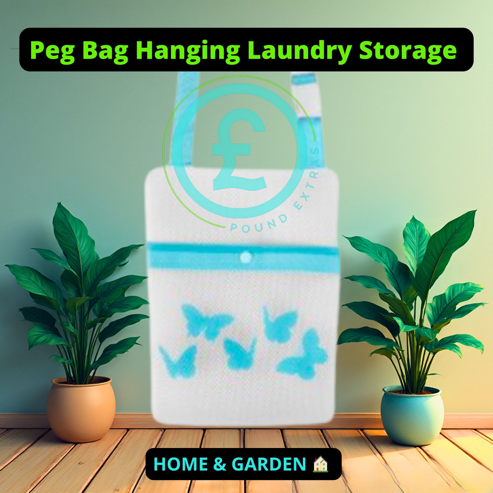 ❤️ POUND EXTRAS 😊 Peg bag hanging laundry storage 🏠 breathable mesh keeps pegs dry & organised. Shoulder strap for easy hanging on lines or dryers.