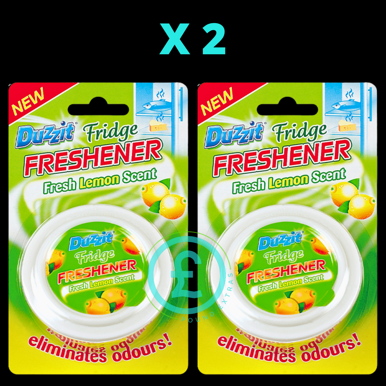 Duzzit Fresh Lemon Fridge Freshener 2 Pack – Odour Eliminator Long Lasting Fresh0