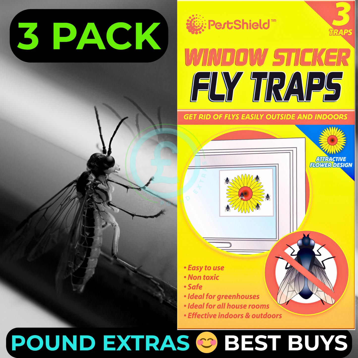 Fly Catcher Window Flower Traps Stickers Bug Insect Killer Sticky Window Trap7