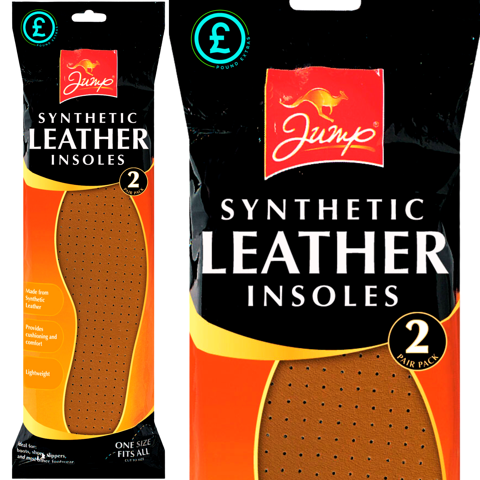 ❤️ POUND EXTRAS 😊 Brown synthetic leather insoles 🦶 2 pairs unisex comfort liners for everyday shoes. Soft, durable and ideal for boosting comfort & fit.