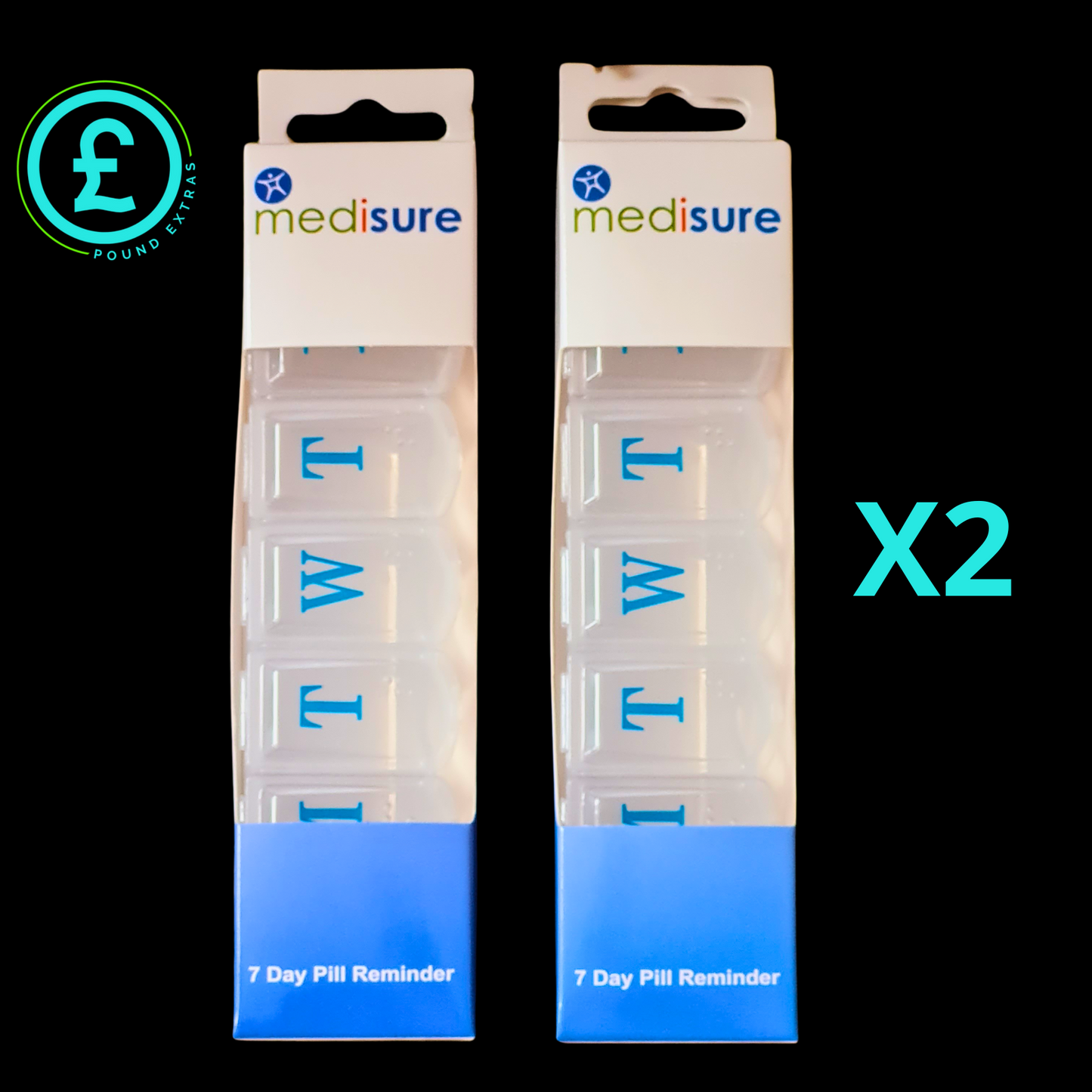 Pill Box vitamin Holder Tablet Container With braille lids 2 X Large 7 X Days2