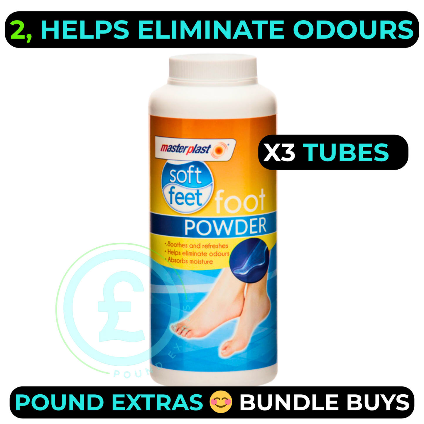 Foot Powder 3 Pack Odour Control Soft Dry Fresh Foot Care Bundle Soothes & Fresh6