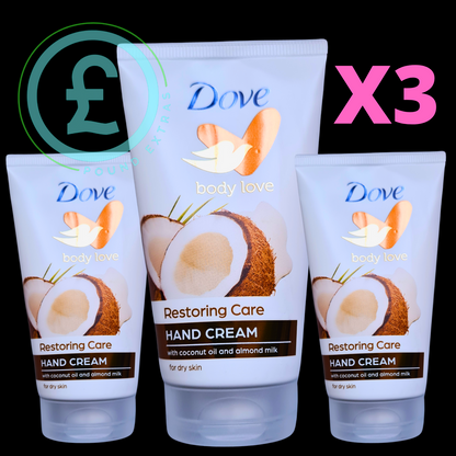 3 x Dove Body Love Restoring Care Hand Cream with Coconut Oil & Almond Milk 75ml9
