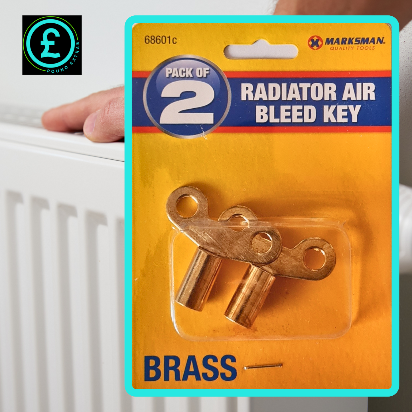Pack of 2 radiator air bleed keys on a yellow packaging with 'Marksman' branding.
