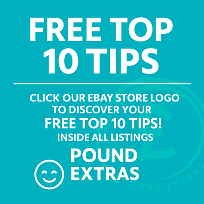 Promotional text for free top 10 tips on a teal background with Pound Extras branding.