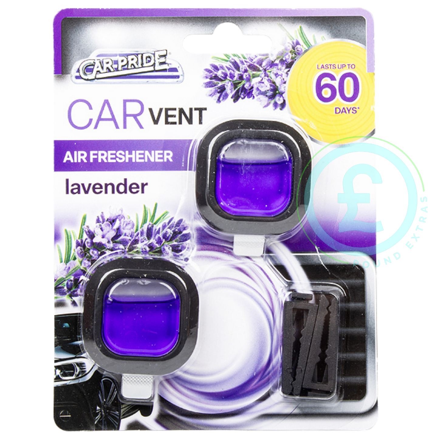 Car Air Freshener Vent Clip Lavender Twin Pack Long Lasting Odour Car Freshener0