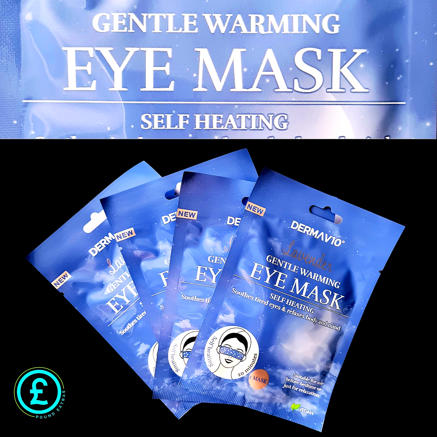 Warming Eye Mask Lavender Sleep Relaxation Self Heating Vegan Derma V10 Calming0