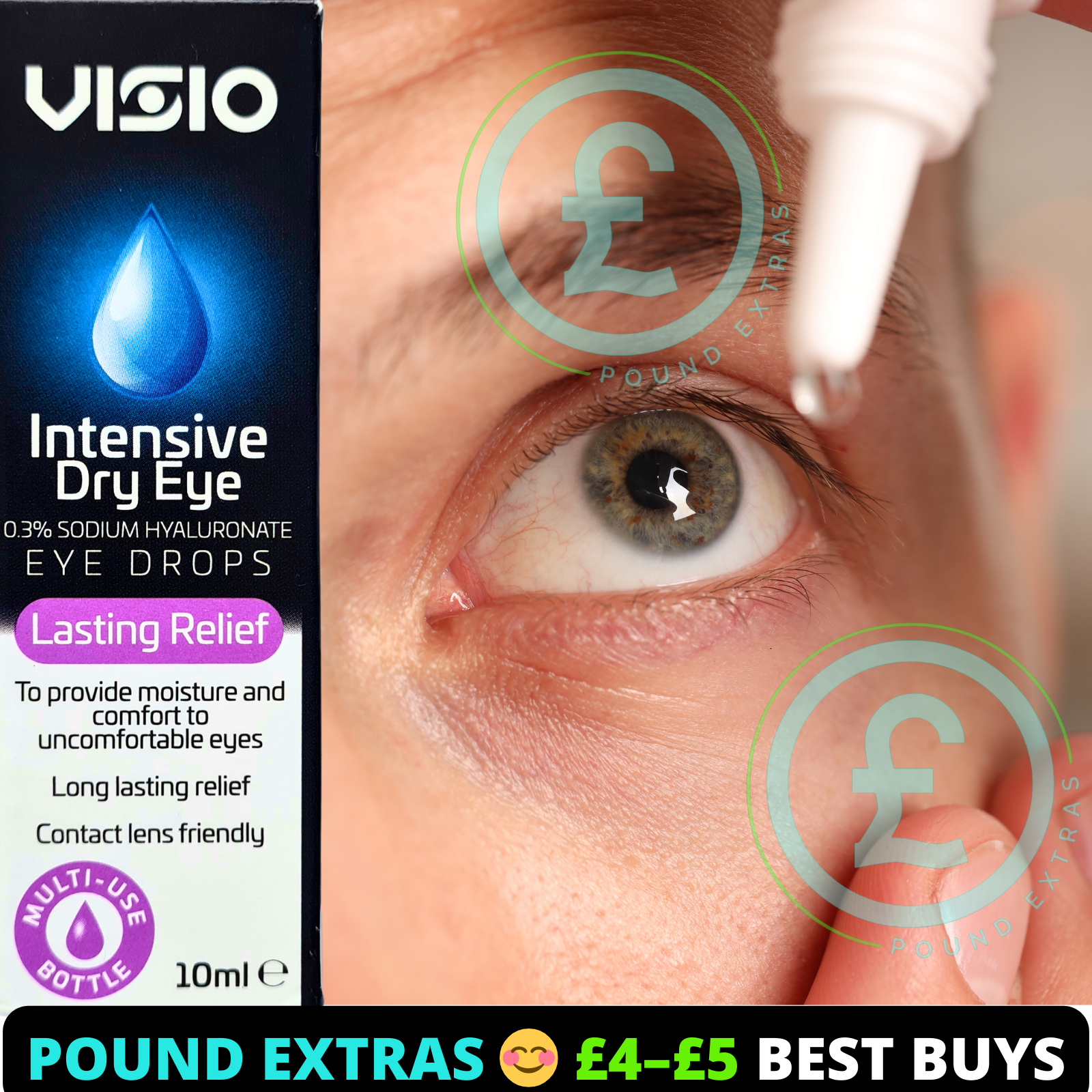Intensive Eye Drops Dry Eyes Long Lasting Hydration Relief UK 10ml Vision Care2