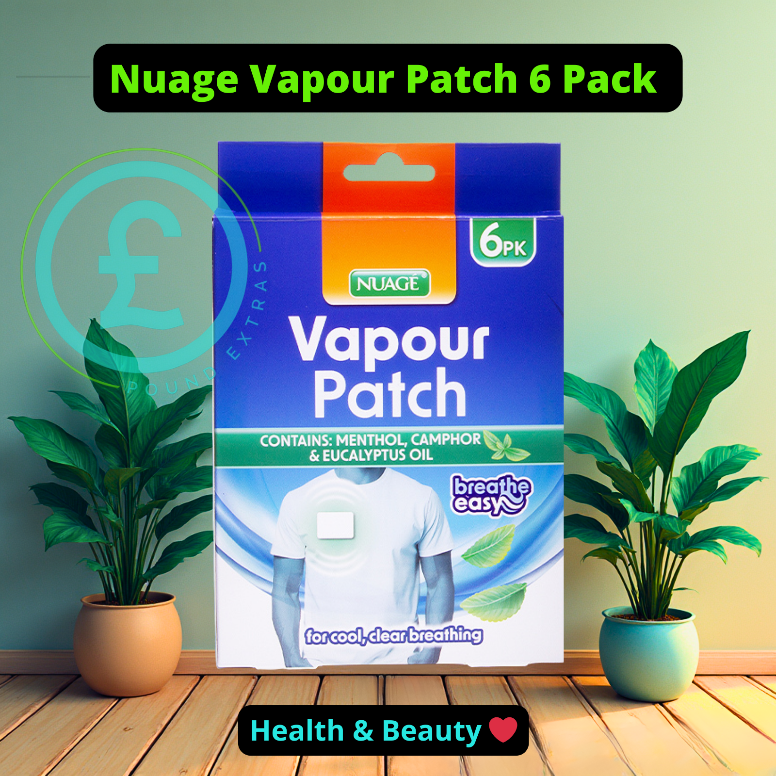 Nuage Vapour Patch 6 Pack Nasal Congestion Relief Menthol Eucalyptus0