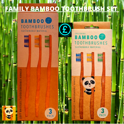 ❤️ POUND EXTRAS 😊 Bamboo Toothbrush Set 💚 soft bristles, eco-friendly & biodegradable handles for a cleaner smile & greener planet. Perfect daily oral care!