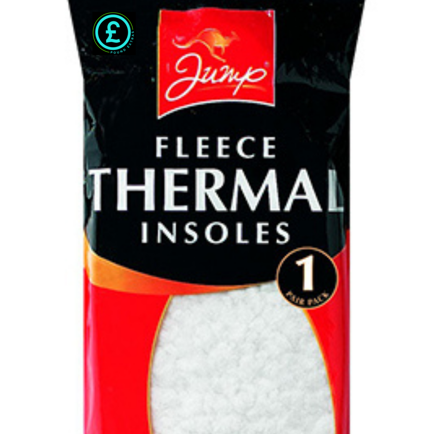 Pack of fleece thermal insoles with Jump brand logo on a white background