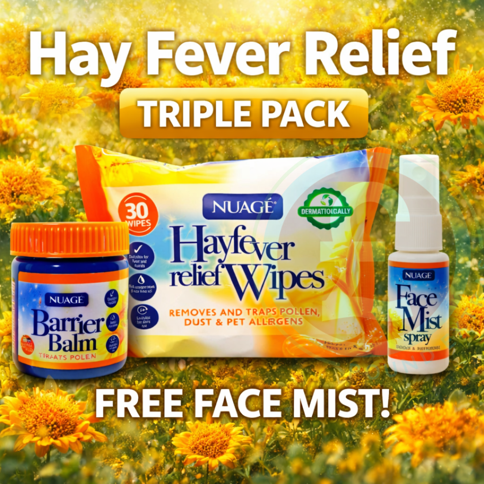 Hay Fever Relief Kit Wipes Balm Face Mist Spray Allergy Health Care Bundle UK0