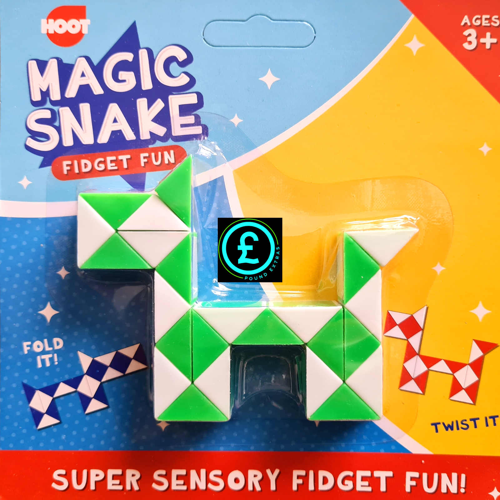 Magic Snake fidget toy packaging with colorful design and text