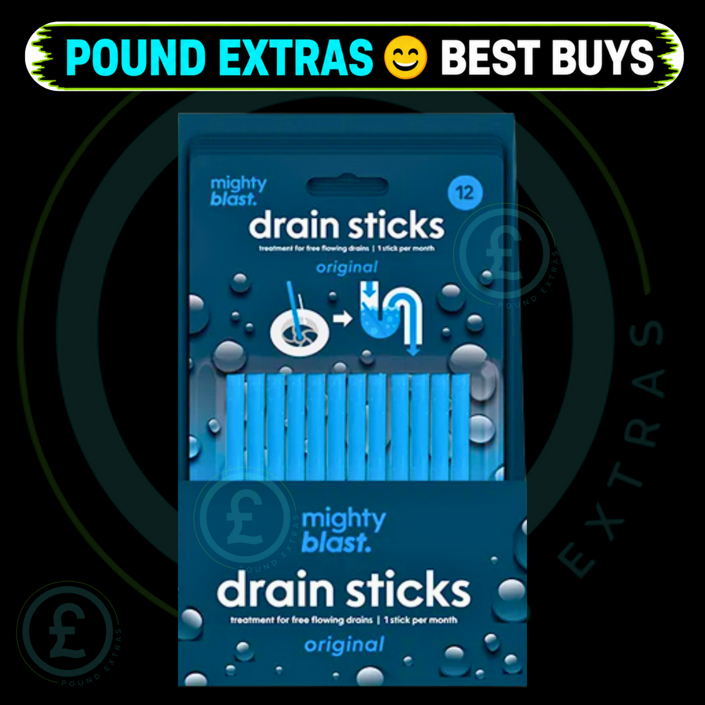 Drain Unblocker Sticks Pipe Cleaner Odour Remover Sink Bath & Shower 12 Pack ⚡6