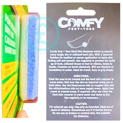Hard skin remover with Comfy Feet & Toes packaging and instructions.