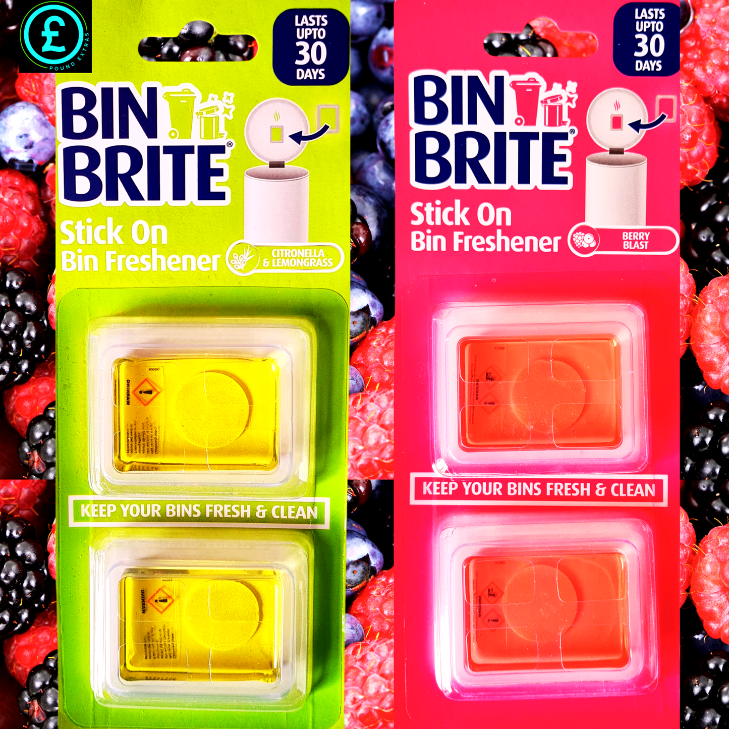 ❤️ POUND EXTRAS 😊 BIN BRITE Stick-On Bin Freshener 💚 keeps kitchen bins smelling fresh & clean – easy peel & stick design fights odours all day long!