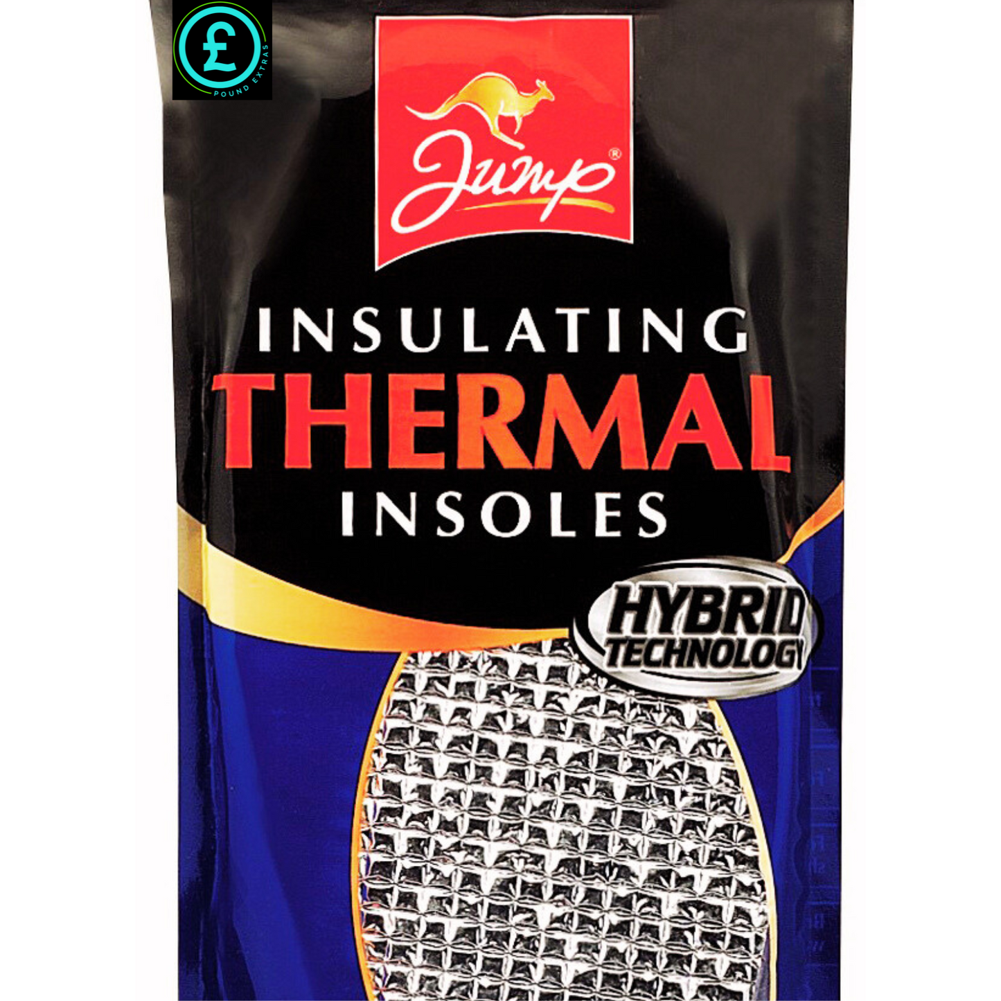 Packaging of Jump insulating thermal insoles with hybrid technology label.