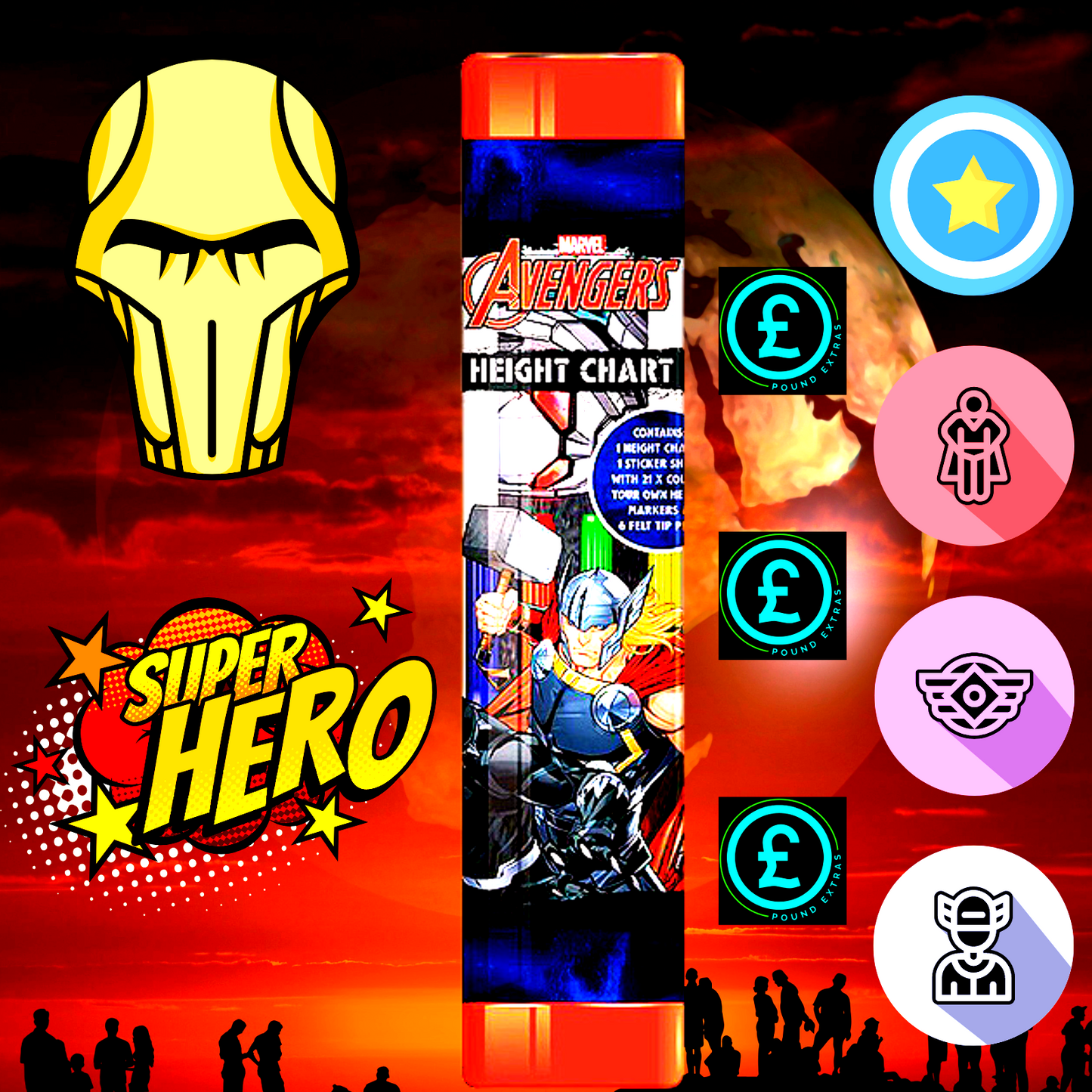 Kids Gifts & presents MARVEL AVENGERS HEIGHT CHART 160 -FELT TIP PENS - COLOURS0