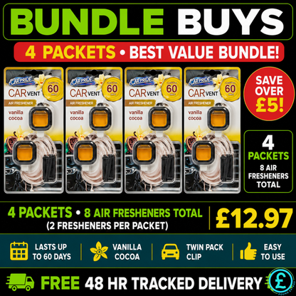 Car Vent Air Freshener 8 Pack Bundle Vanilla Cocoa 60 Days Fresh Car Van Taxi0