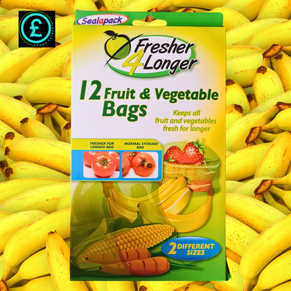 Sealapack Fruit & Vegetable Storage Bags 12 Pack Fresher 4 Longer Reusable  1