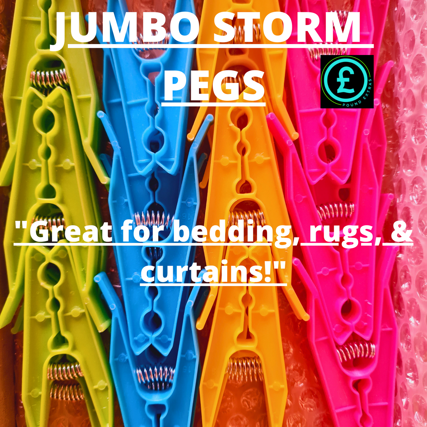 Storm Pegs Strong Spring Jumbo Laundry Pegs 24 Clothes Peg Pack Wind Resistant14