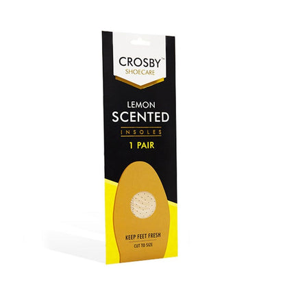 Packaging of Crosby Lemon Scented Insoles on a white background