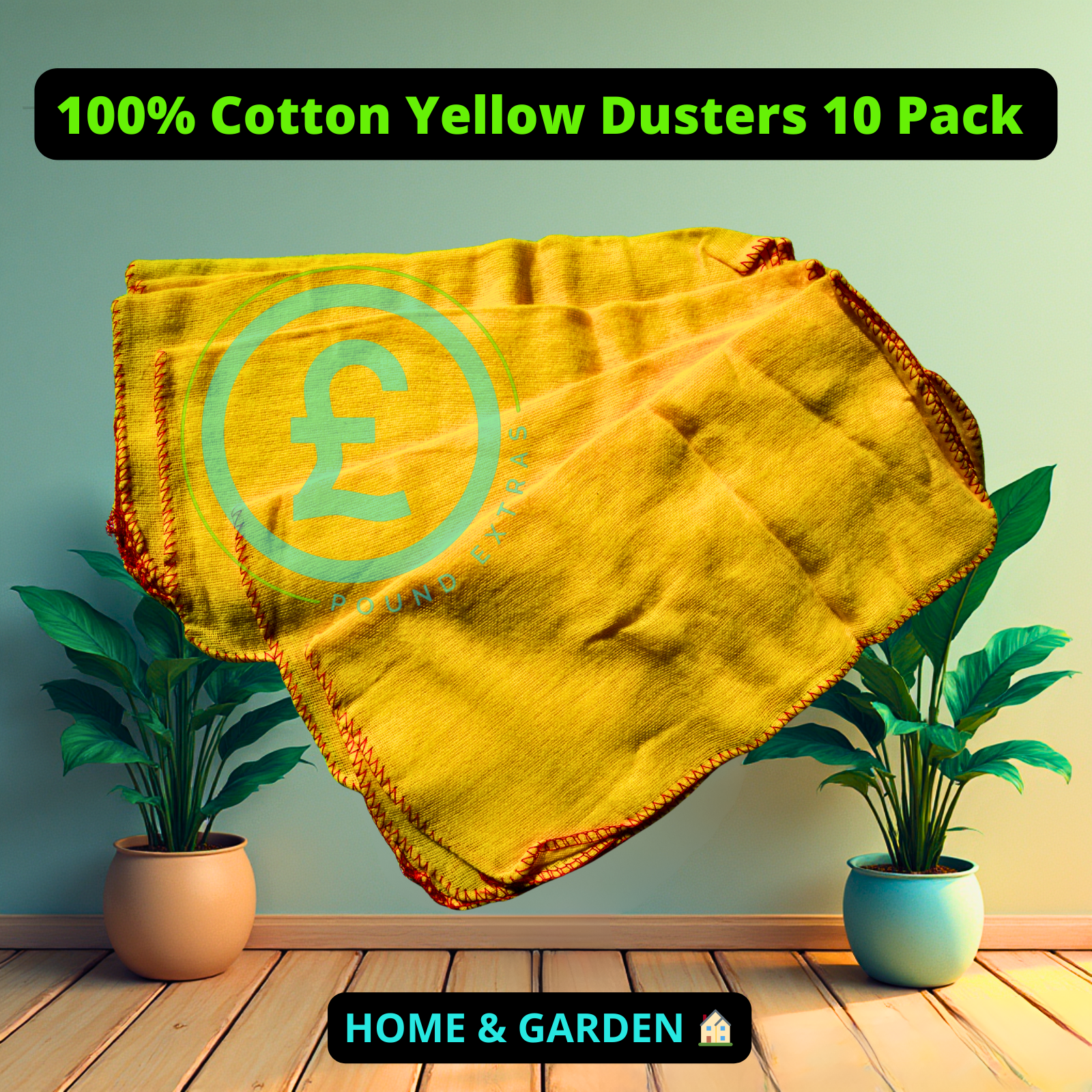 Cotton Cleaning Dusters 10 Pack Yellow Soft Dust Clothes Household Cleaning5