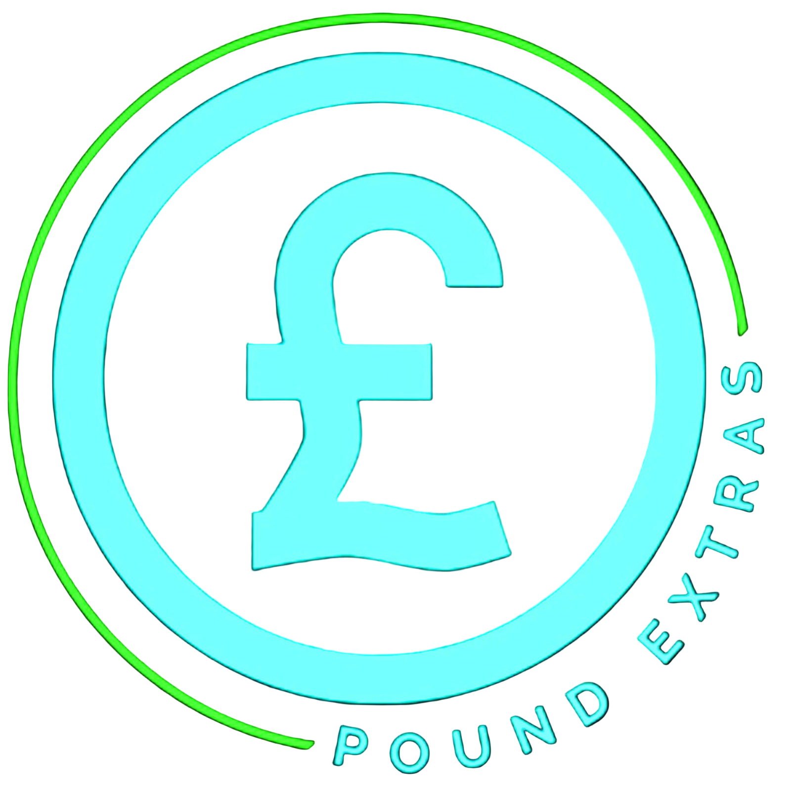 Logo with pound symbol and 'Pound Extras' text on a black background