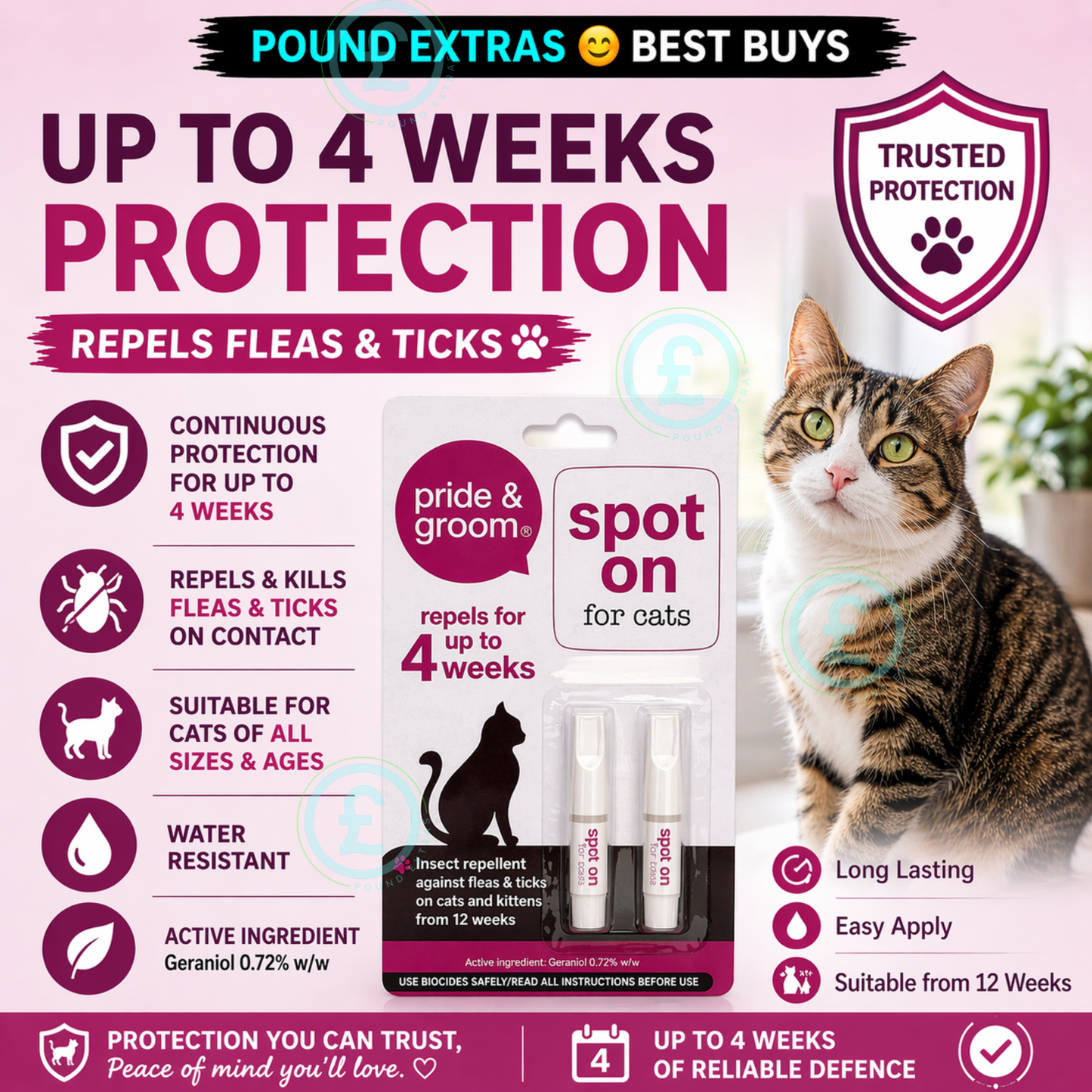 Cat Flea Treatment Spot On Drops Repels Fleas Ticks 4 Weeks 2 Pack Fast Acting2