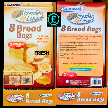 ❤️ POUND EXTRAS 😊 8 pack bread bags 💚 keep loaves, rolls & bakery fresher for longer – reusable, tie-top food storage for home, lunch & freezer.