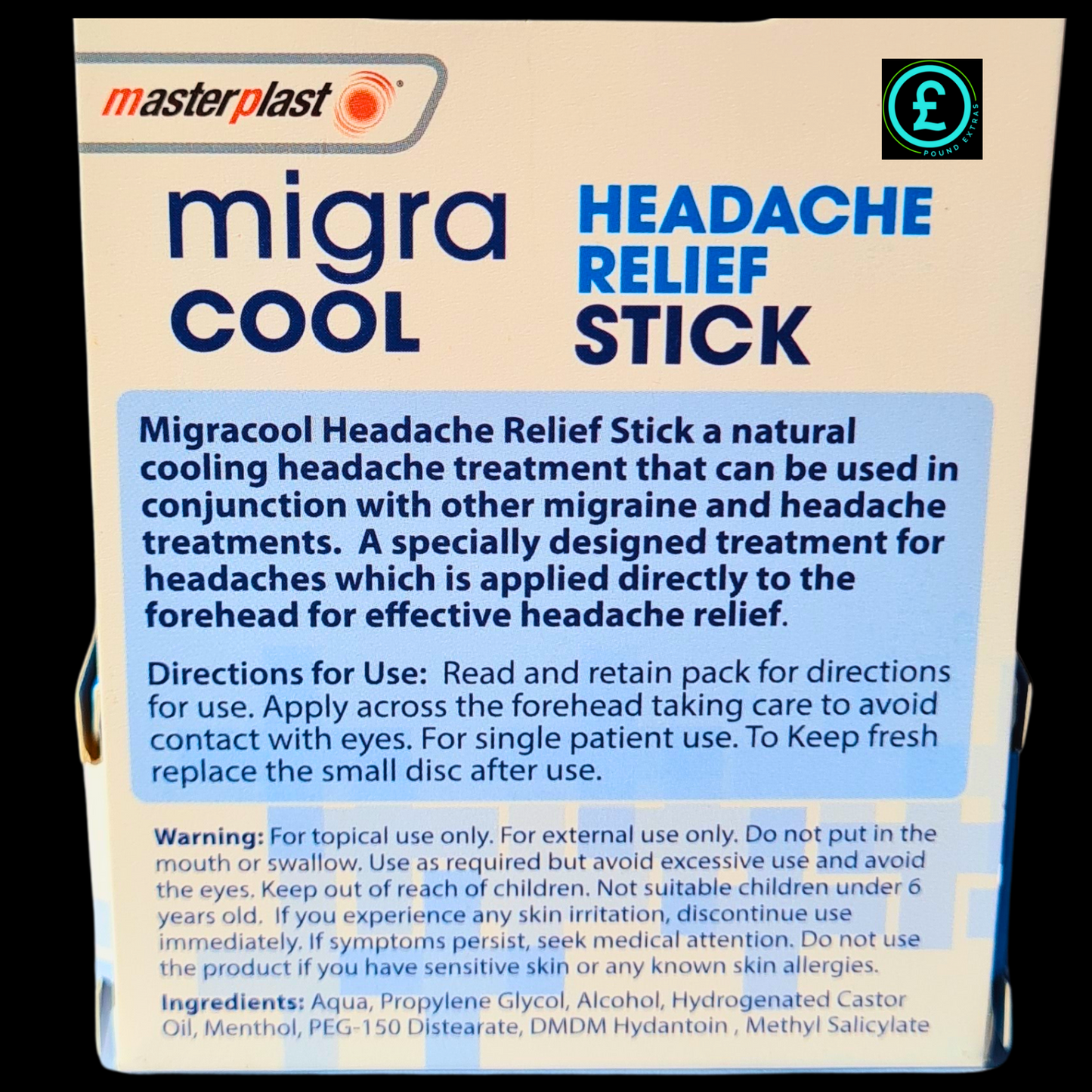 Headache Relief Stick 3.6g Non-Greasy & Colourless Masterplast Migra Cooling4